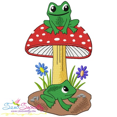 Frog And Mushroom-9 Embroidery Design Pattern-1