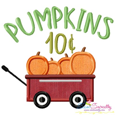 Pumpkins Wagon-2 Lettering Applique Design Pattern-1