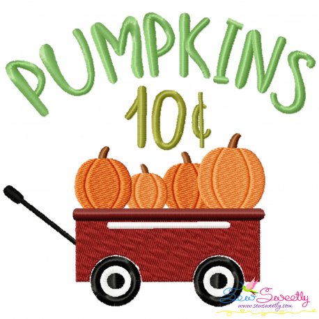 Pumpkins Wagon-2 Lettering Embroidery Design Pattern