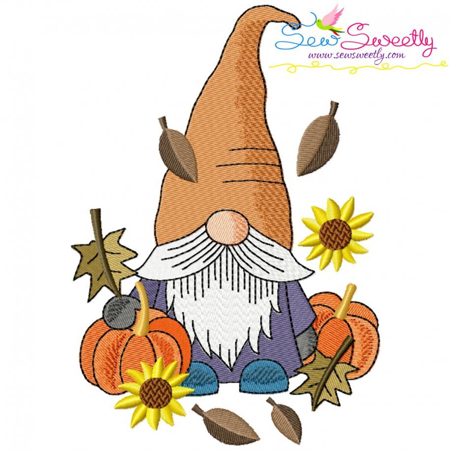 Fall Gnome-10 Embroidery Design- 1