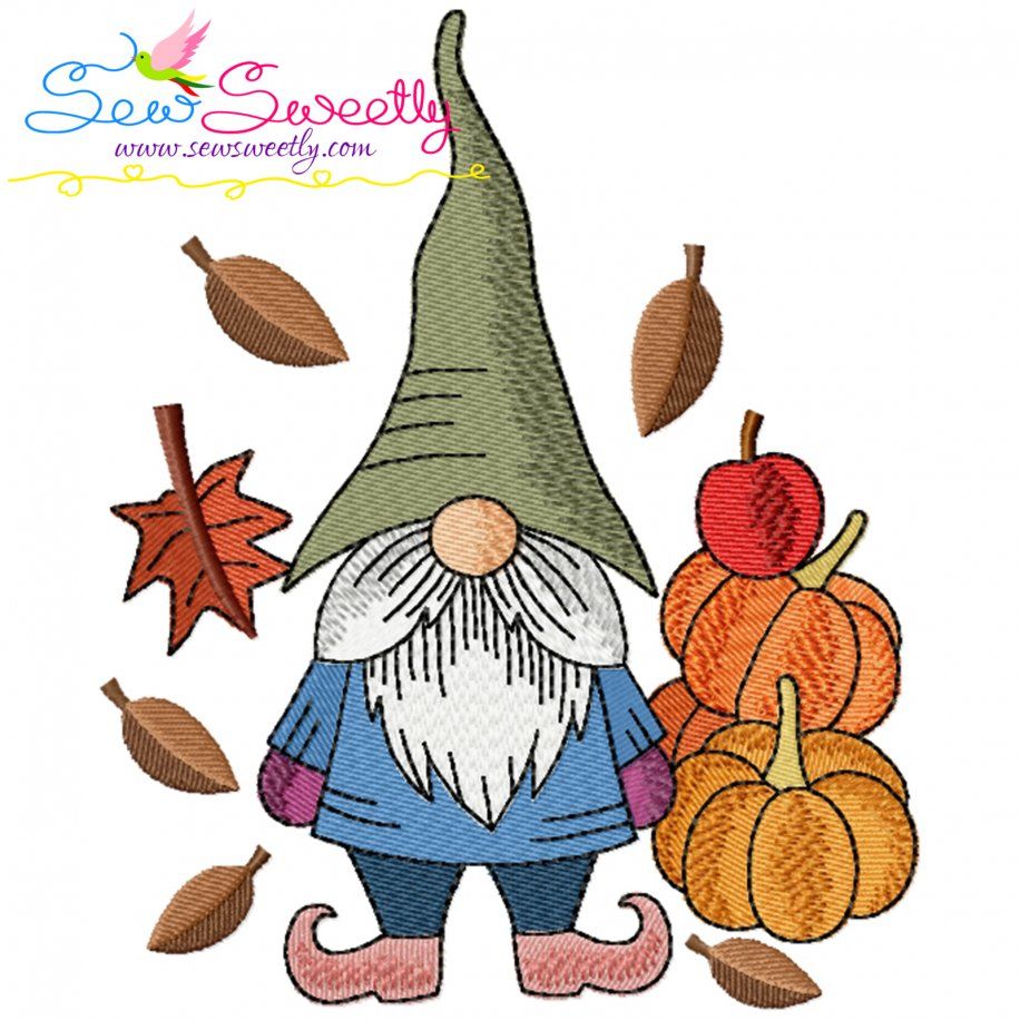 Fall Gnome-8 Embroidery Design- 1