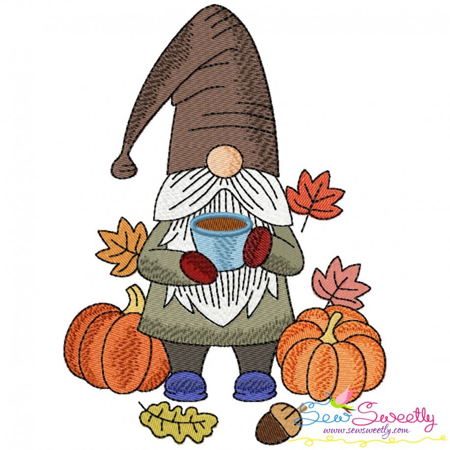 Fall Gnome-6 Embroidery Design Pattern