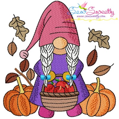 Fall Gnome-5 Embroidery Design- 1