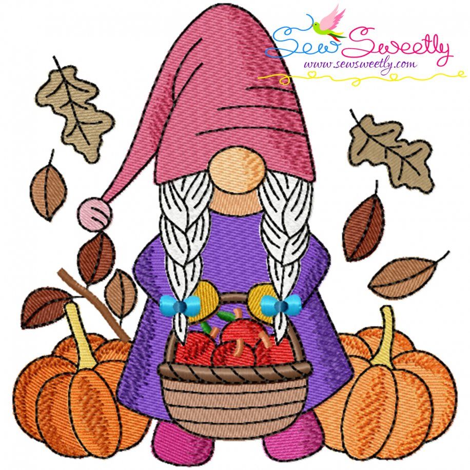 Fall Gnome-5 Embroidery Design Pattern