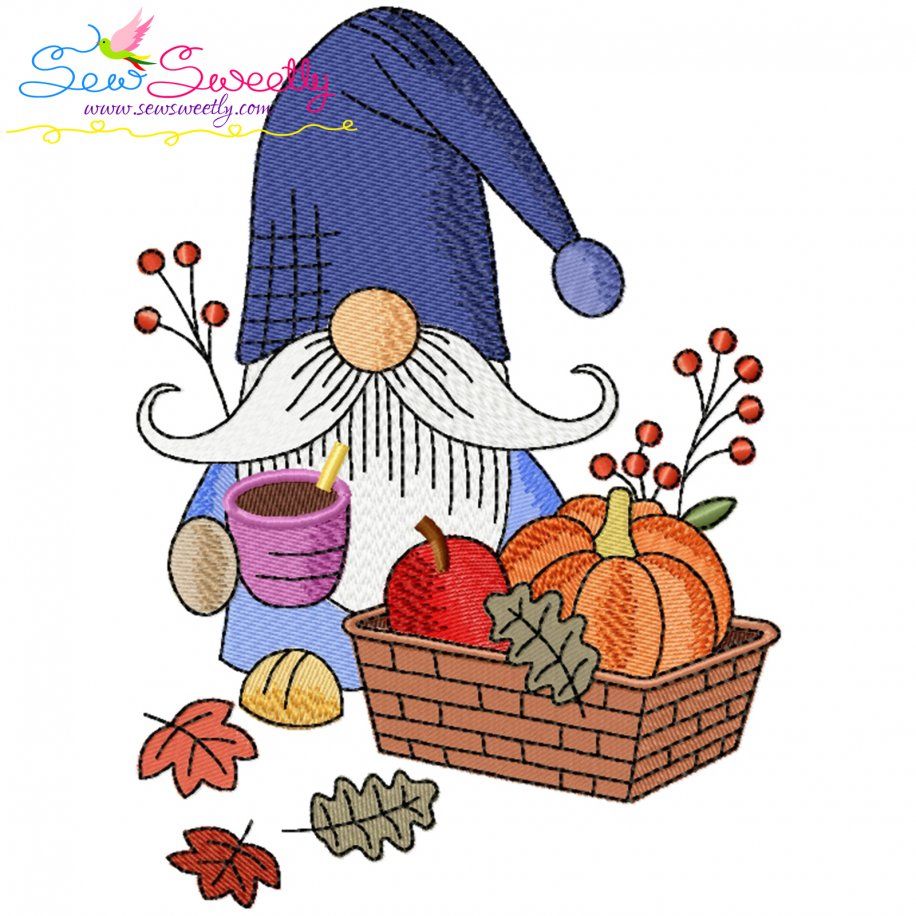 Fall Gnome-4 Embroidery Design Pattern
