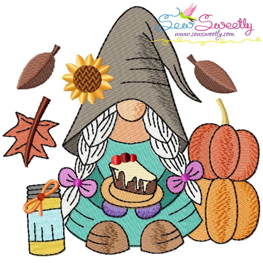 Fall Gnome-3 Embroidery Design Pattern