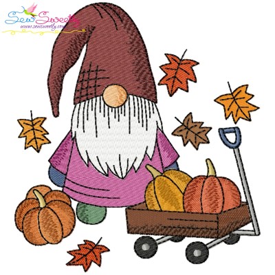Fall Gnome-2 Embroidery Design Pattern-1