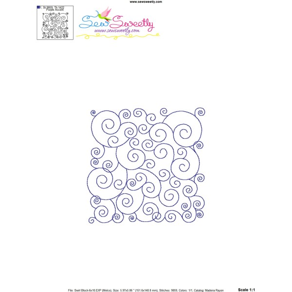 Swirl Quilt Block Embroidery Design Pattern