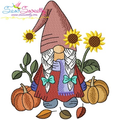 Fall Gnome-1 Embroidery Design- 1