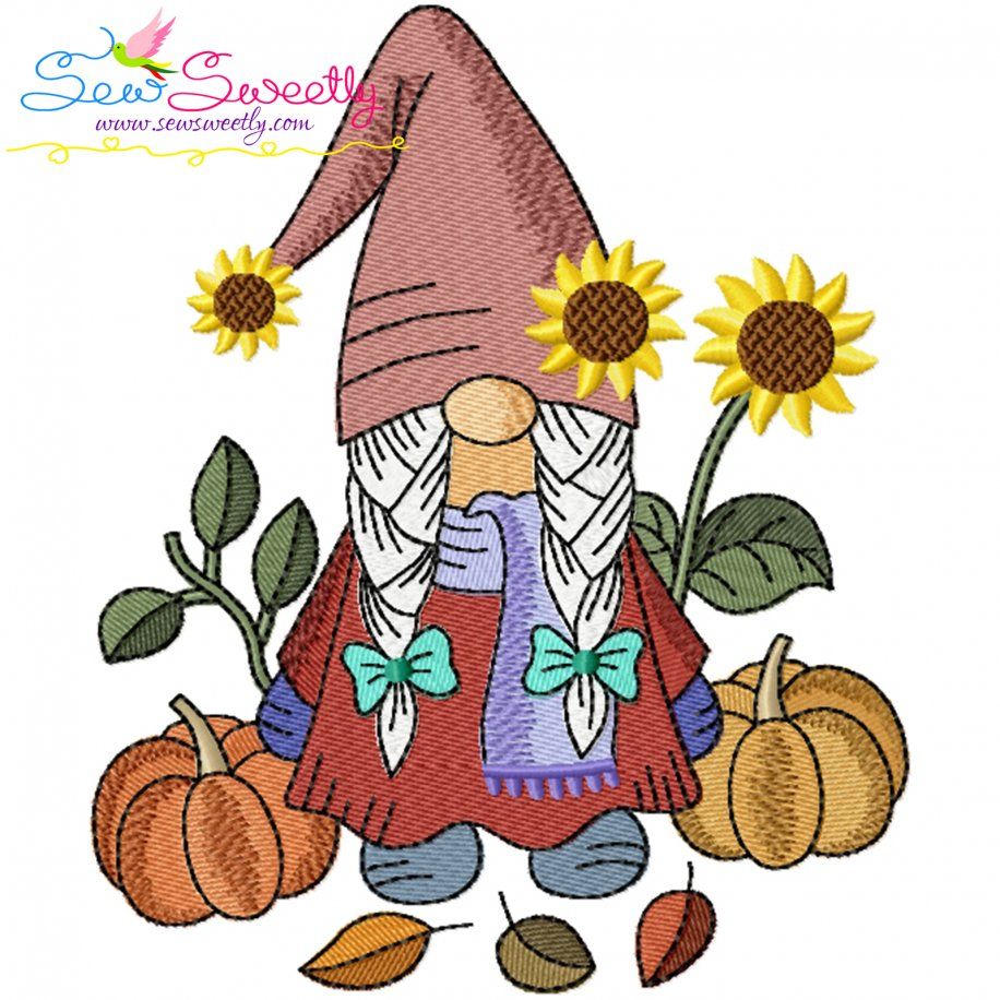 Fall Gnome-1 Embroidery Design Pattern