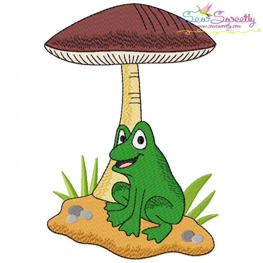 Frog And Mushroom-3 Embroidery Design Pattern