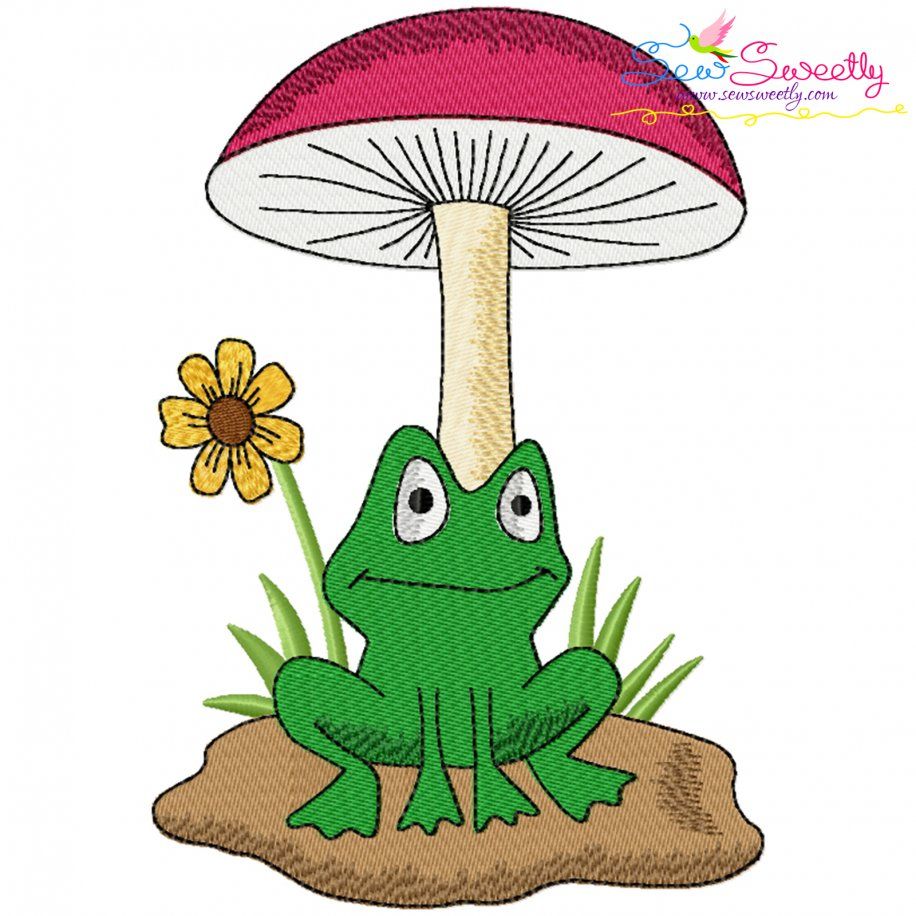 Frog And Mushroom-2 Embroidery Design Pattern