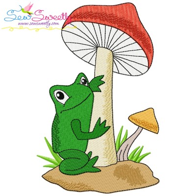Frog And Mushroom-1 Embroidery Design Pattern-1