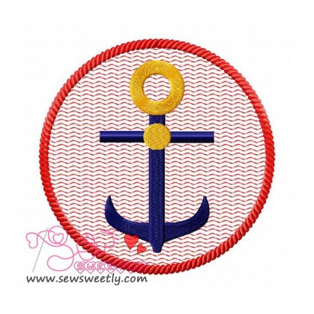 Anchor Badge Embroidery Design Pattern-1