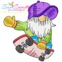 Sports Gnome Skateboard Boy Embroidery Design Pattern-1