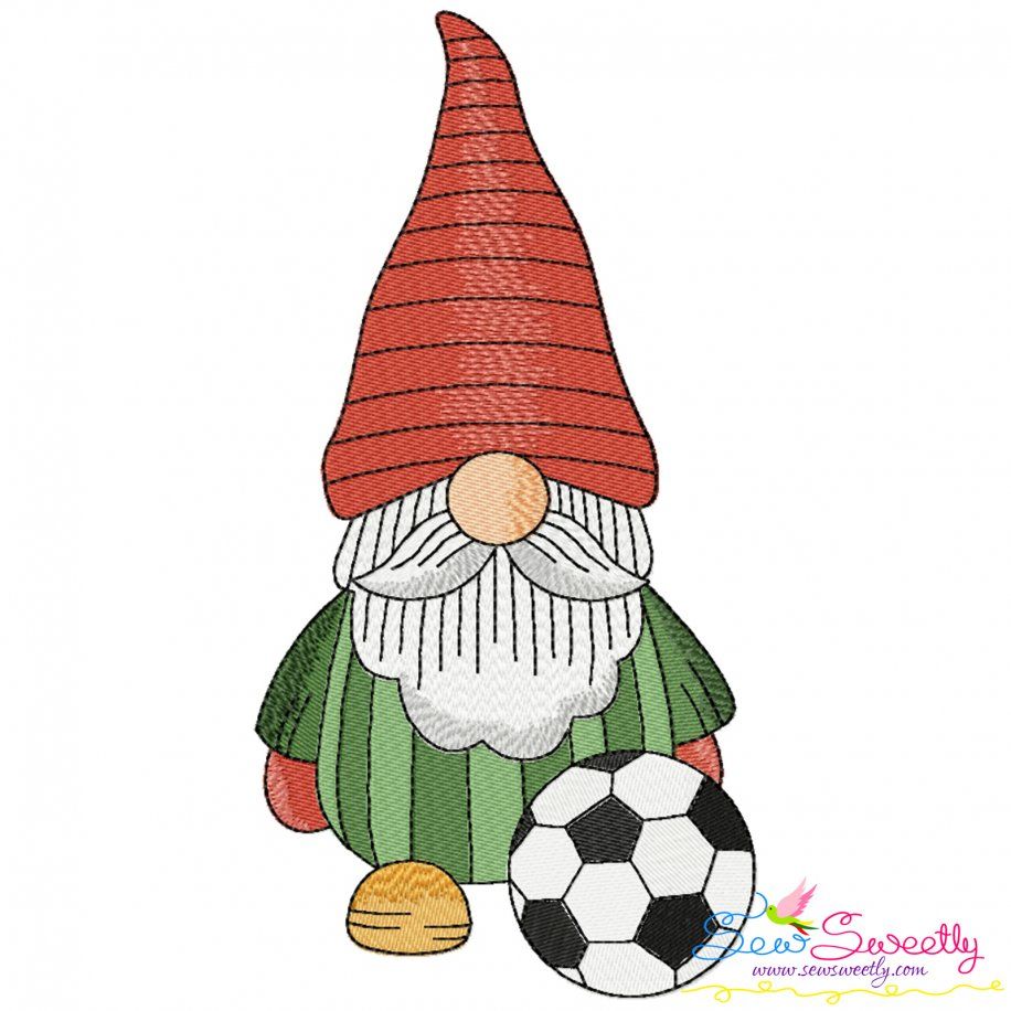 Sports Gnome Soccer Ball Boy Embroidery Design Pattern