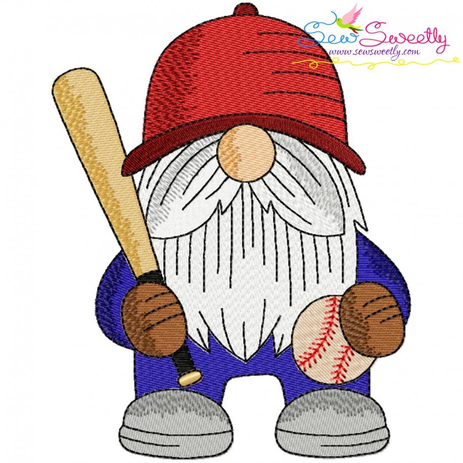 Sports Gnome Baseball Boy Embroidery Design Pattern