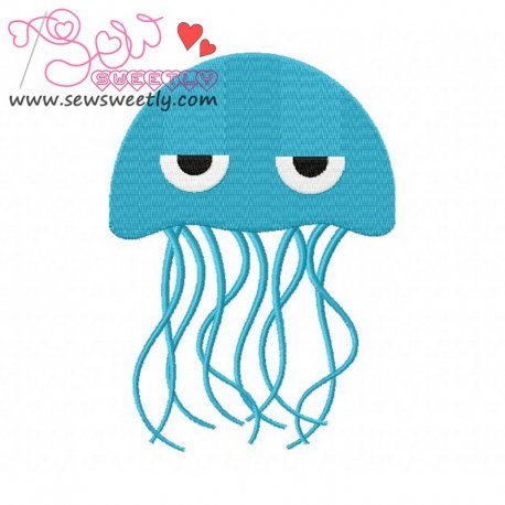 Blue Jelly Fish Embroidery Design Pattern-1