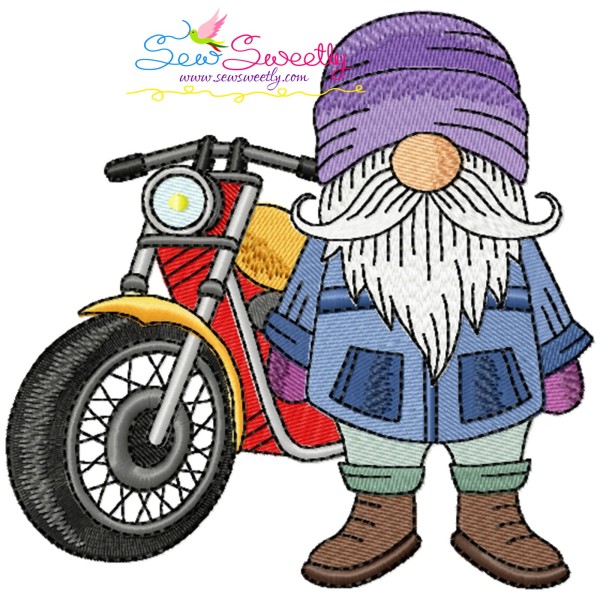Biker Gnome Boy Sports Embroidery Design Pattern-1
