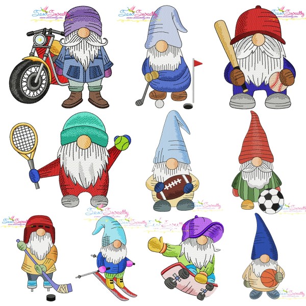 Sports Gnomes Boy Embroidery Design Bundle-1