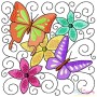 Butterfly And Flowers Quilt Blocks Embroidery Design Bundle-3