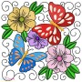 Butterfly And Flowers Quilt Blocks Embroidery Design Bundle-4