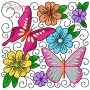 Butterfly And Flowers Quilt Blocks Embroidery Design Bundle-5