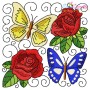 Butterfly And Flowers Quilt Blocks Embroidery Design Bundle-6