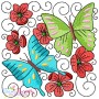 Butterfly And Flowers Quilt Blocks Embroidery Design Bundle-7