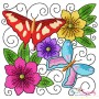 Butterfly And Flowers Quilt Blocks Embroidery Design Bundle-9