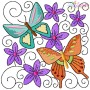 Butterfly And Flowers Quilt Blocks Embroidery Design Bundle-11