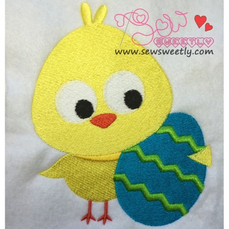 Easter Chick With Egg Embroidery Design Pattern