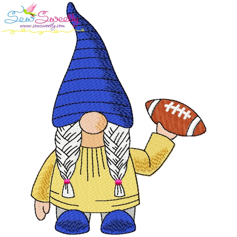 Gnome Football Girl Sports Embroidery Design | Sew Sweetly