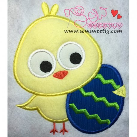 Easter Chick With Egg Applique Design Pattern-1