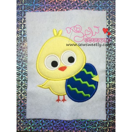 Easter Chick With Egg Applique Design Pattern