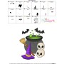 Halloween Cauldron Witch Hat And Skulls Embroidery Design Pattern-3