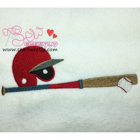 Baseball With Helmet Embroidery Design- 1