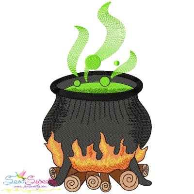 Halloween Cauldron On Fire-1 Embroidery Design Pattern-1