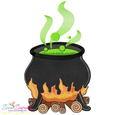 Halloween Cauldron On Fire-1 Applique Design Pattern-1