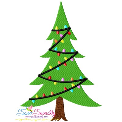 Christmas Tree With Lights Embroidery Design Pattern-1