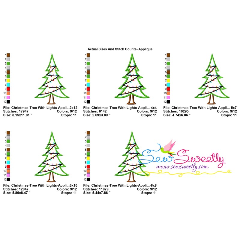 Tree Applique Pattern Printable Christmas Tree With Lights Applique Design Pattern