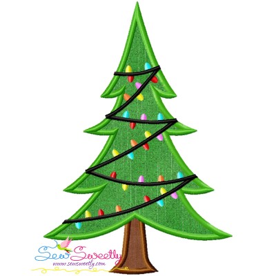 Christmas Tree With Lights Applique Design Pattern-1