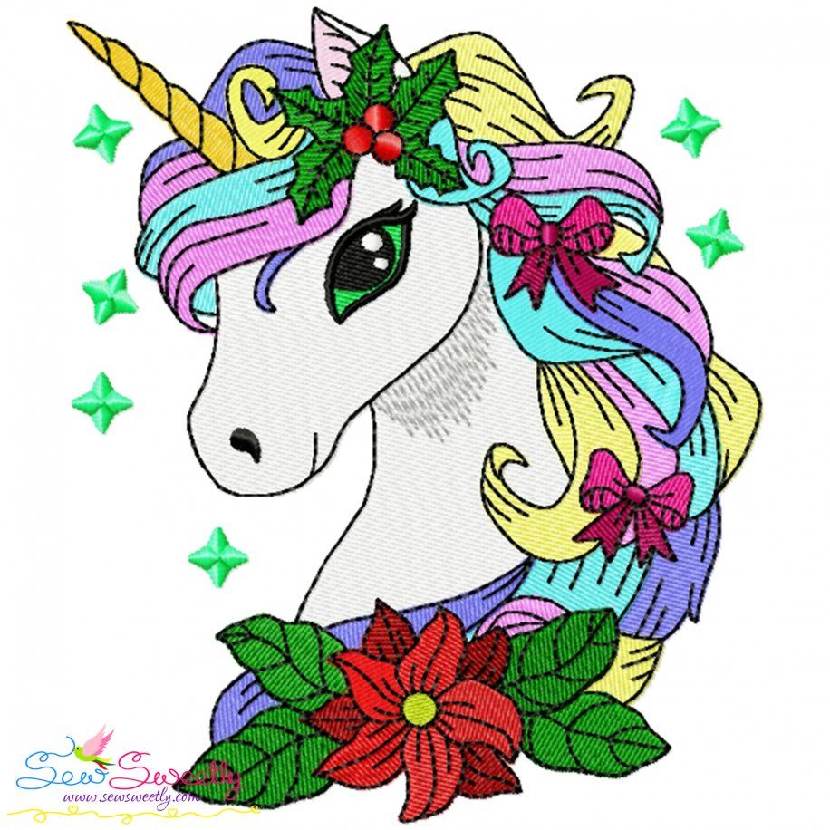 Christmas Unicorn-3 Embroidery Design Pattern