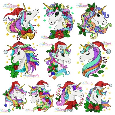 Christmas Unicorns-2 Embroidery Design Pattern Bundle-1