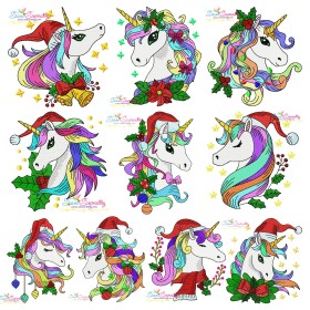 Christmas Unicorns-2 Embroidery Design Bundle-1