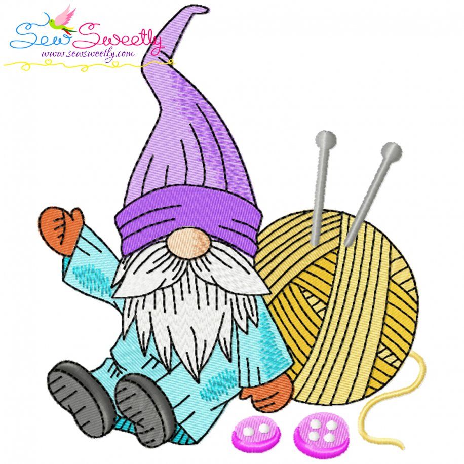 Knitting Gnome Boy-4 Winter Embroidery Design