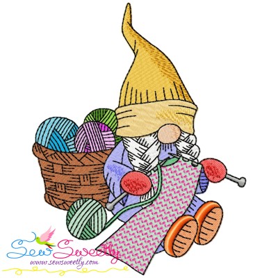 Knitting Gnome Girl-4 Winter Embroidery Design Pattern-1