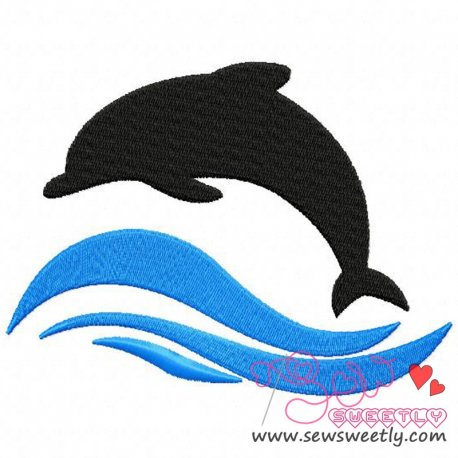 Dolphin Silhouette Embroidery Design Pattern-1