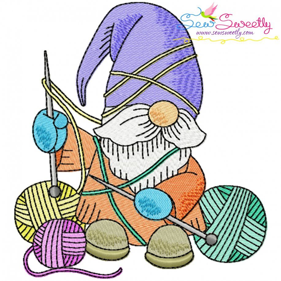 Knitting Gnome Boy-5 Winter Embroidery Design- 1