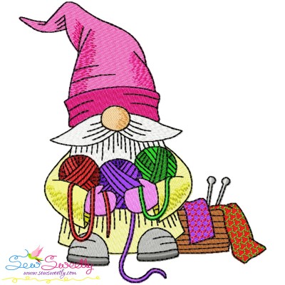 Knitting Gnome Boy-3 Winter Embroidery Design